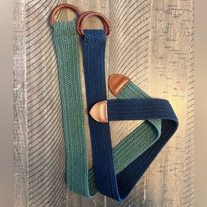 Vintage woven belts with leather trim XS